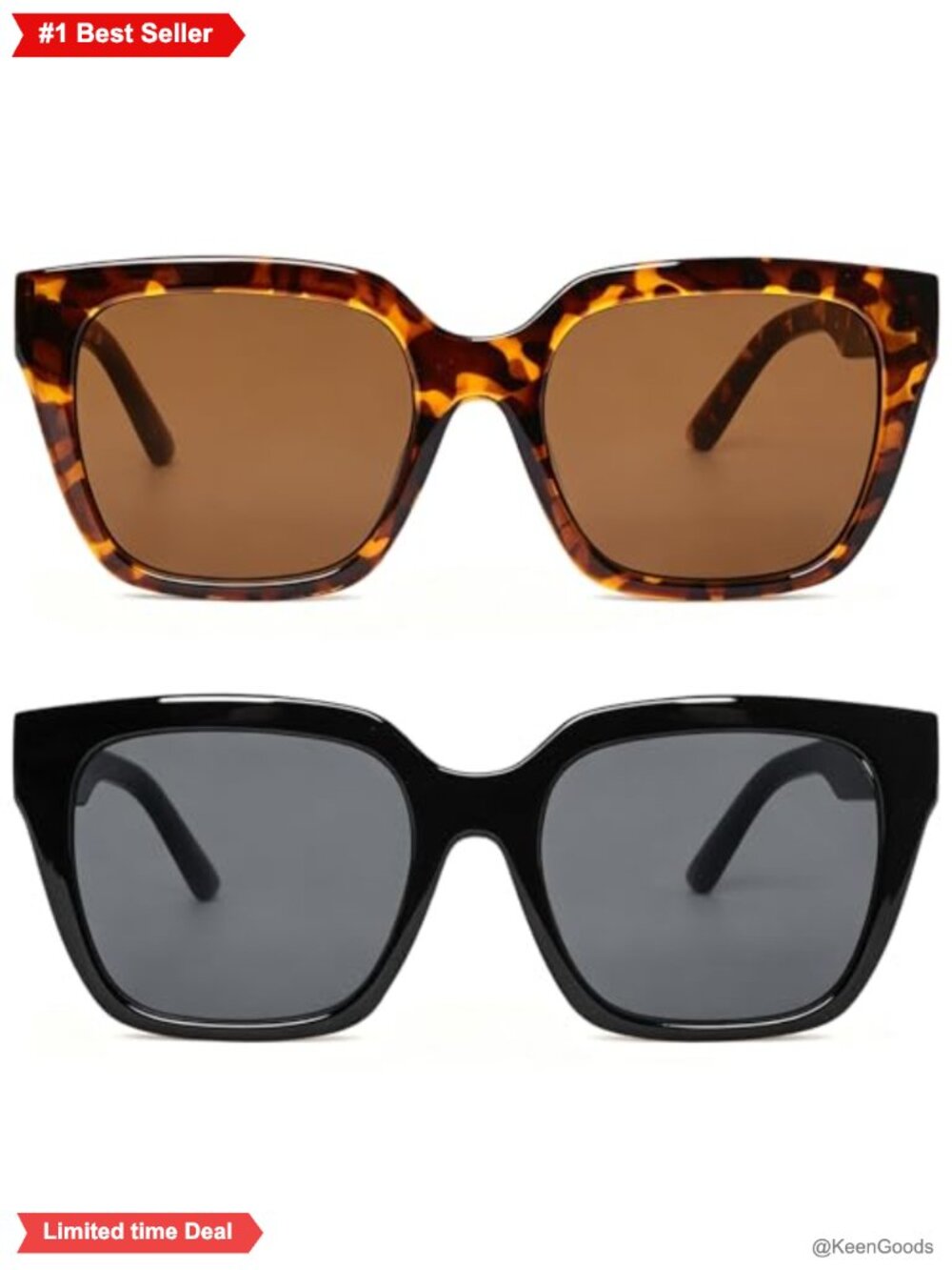 Oversized Square Sunglasses Set UV Protection Retro Shades